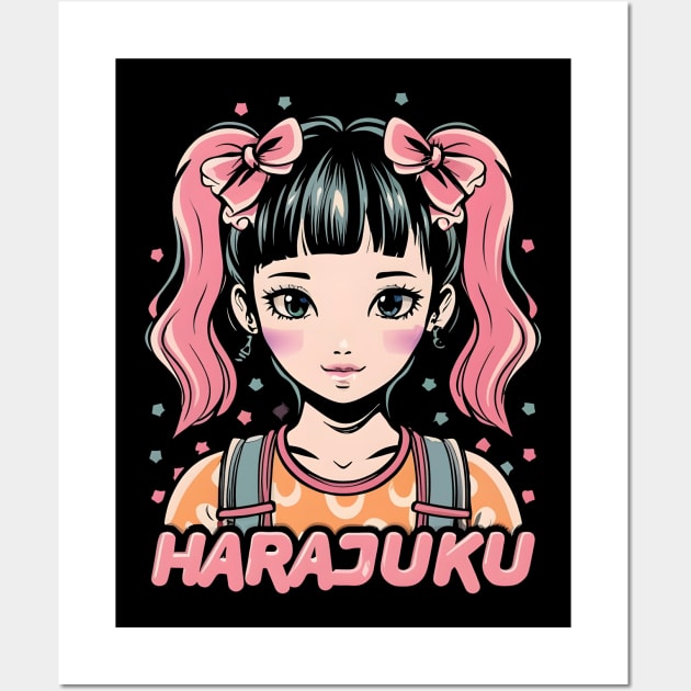 Pink Haired Harajuku Anime Girl Wall Art by Ravenglow